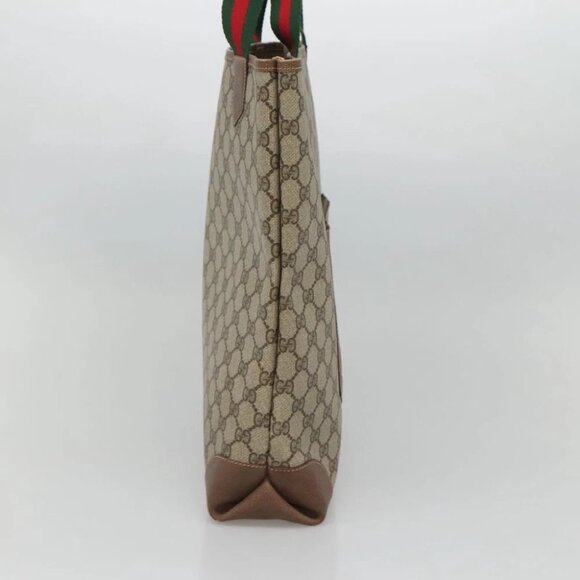 GUCCI GG Supreme Web Sherry Line Tote Bag PVC Beige 002 904 0222 Auth BA1254 - Picture 5 of 15